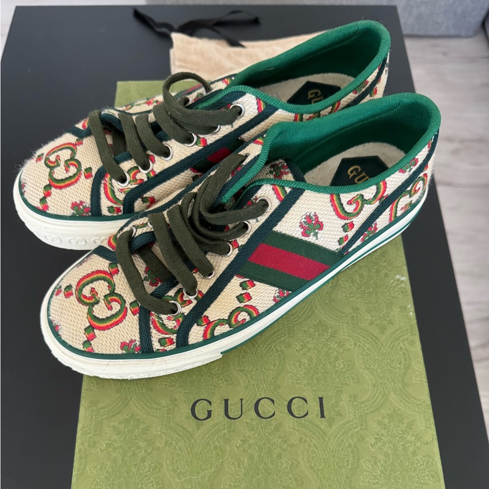 Gucci 100 GG Tennis 1977 Low Top Sneakers Size 8.5 / EU 38.5